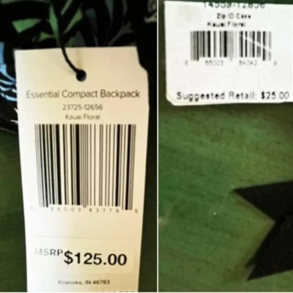 ⛔️SOLD⛔️ VERA BRADLEY Kauai Floral Compact Backpack & Zip ID Case 2 Pc Set -NWT - Picture 16 of 17